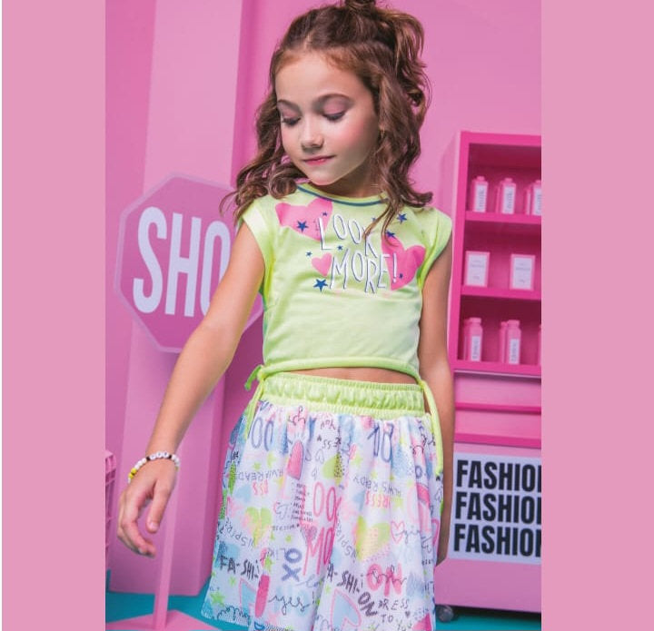 Infanti conjunto falda/short y blusa sin mangas look more - Talla 4T