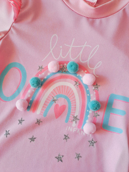 Infanti traje de baño rosa 2 piezas - Talla 6a9m