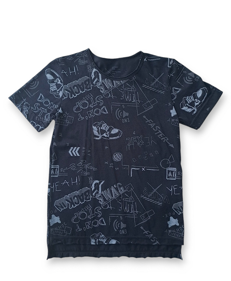 Jhonnie Fox camiseta negra estampada niño - Talla 6