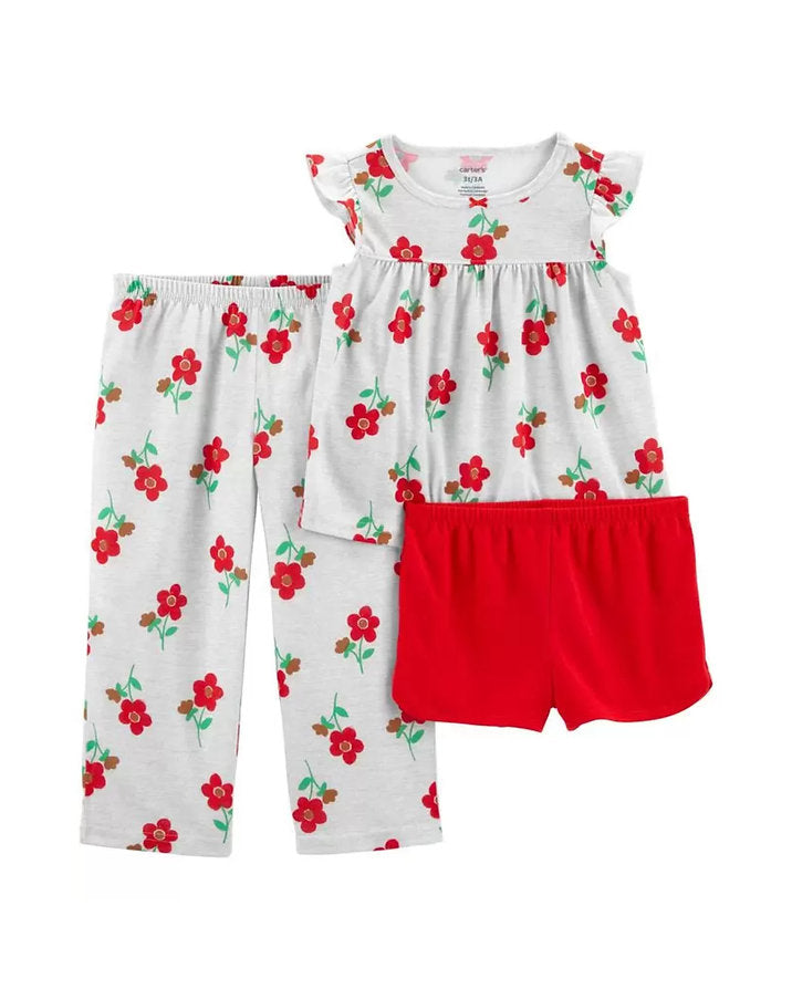 Carters pijama 3 piezas flores - Talla 3T
