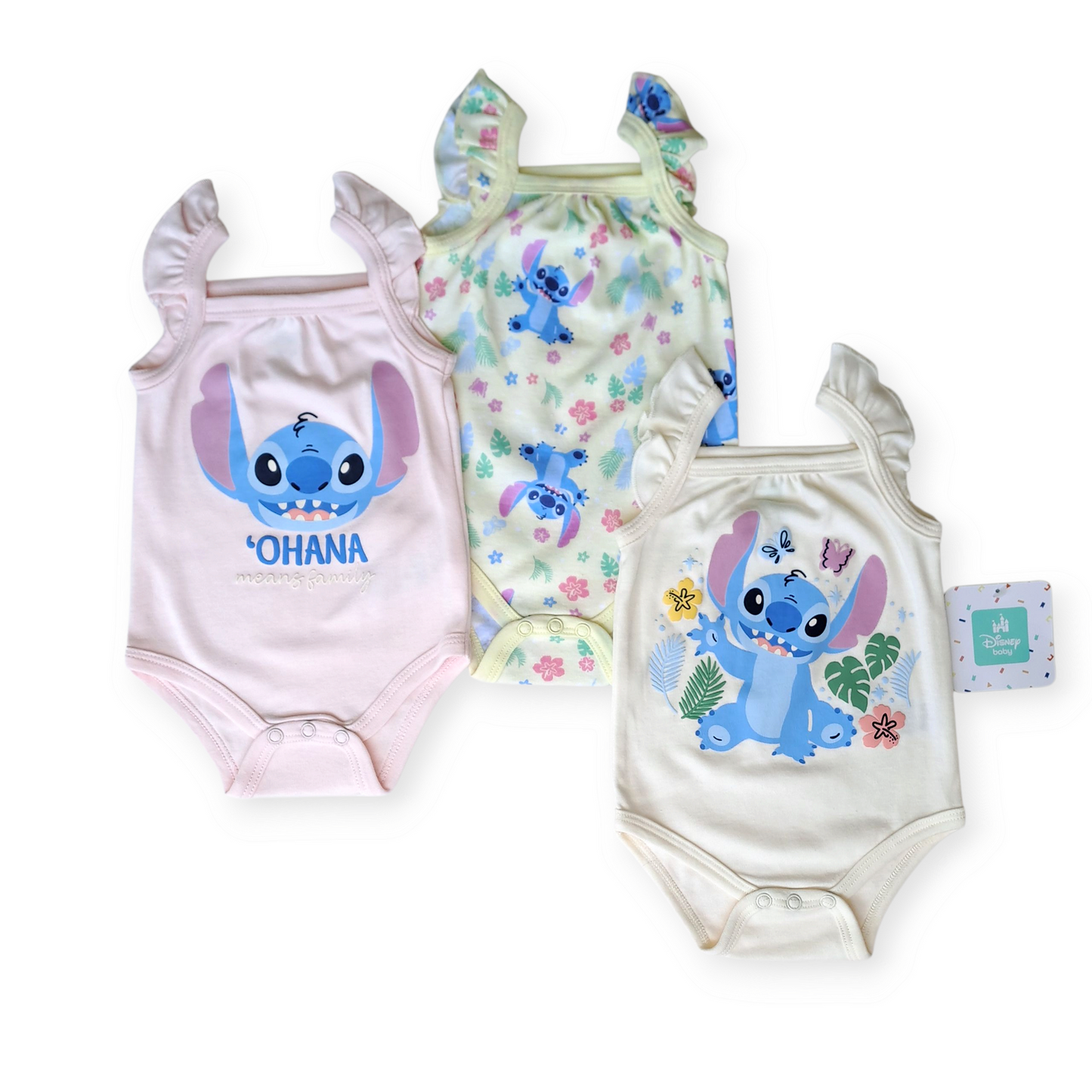 Disney Baby set 3 mamelucos sin manga Lilo & Stitch - Talla 3a6m