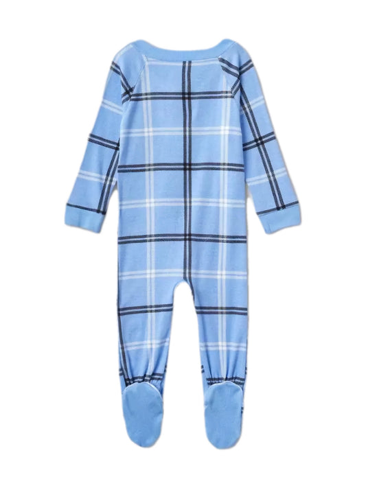 Wondershop pijama azul cuadros zipper pies - Talla 3a6 meses