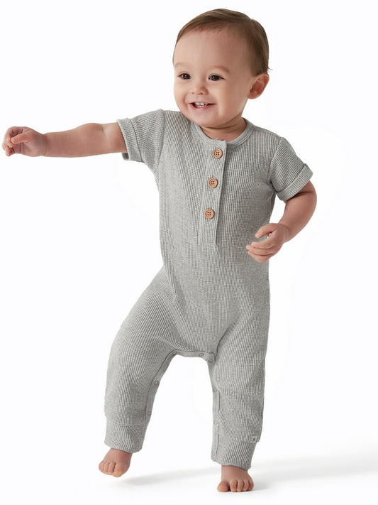 Gerber romper botones manga corta gris unisex - Talla 18 meses