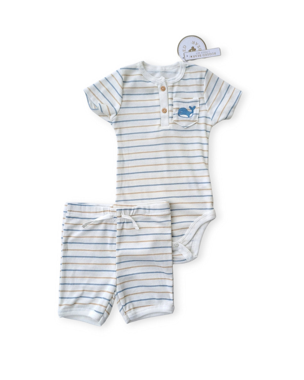 Rugged Bear conjunto 2 piezas short y mameluco - Talla 24 meses