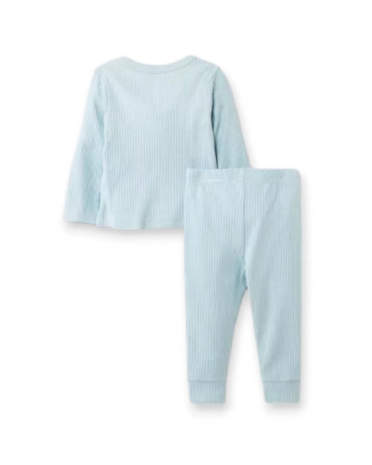 Cloud Island pijama 2 piezas botones manga larga celeste - Talla 12 meses