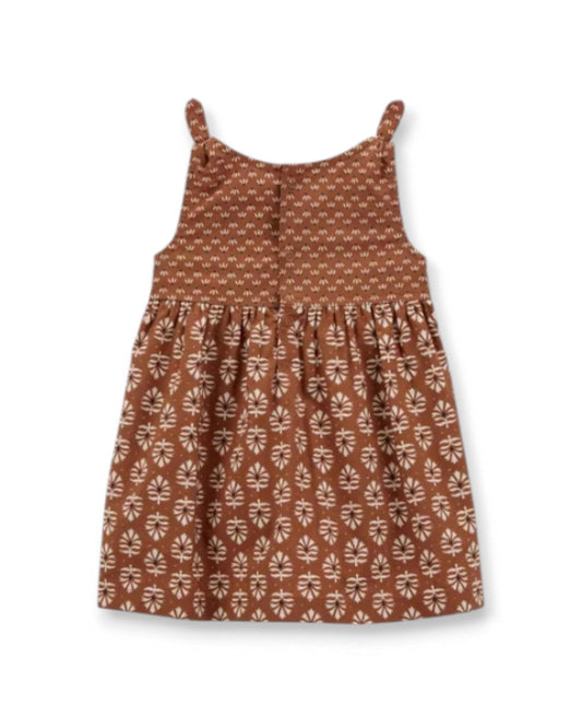 Carter's Set 3 piezas café floreado vestido calzón sombrero - Talla RN - 18m