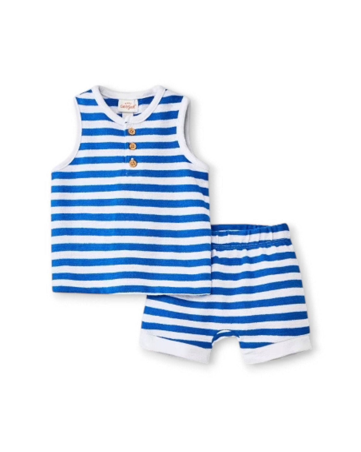 Cat & Jack set 2 piezas rayas blanco azul - Talla 0a3 meses