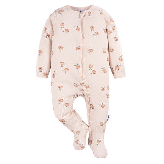 Gerber set 2 pijamas zipper pie cerrado flores - Talla RN - 0a3m - 3a6m