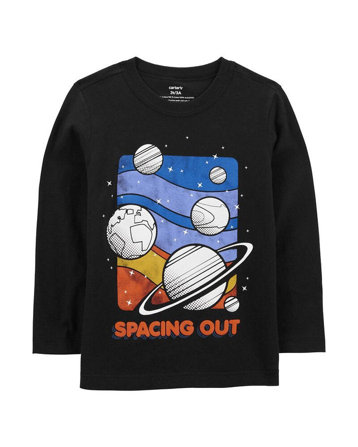 Carters sueter negro manga larga planetas - Talla 3T