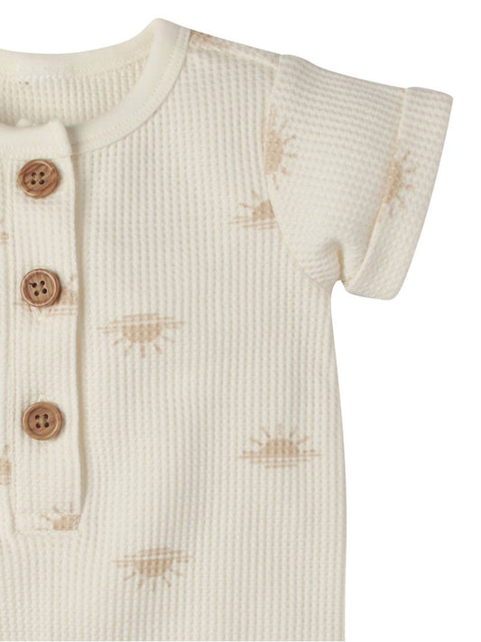 Gerber romper beige botones manga corta unisex - Talla 18 meses