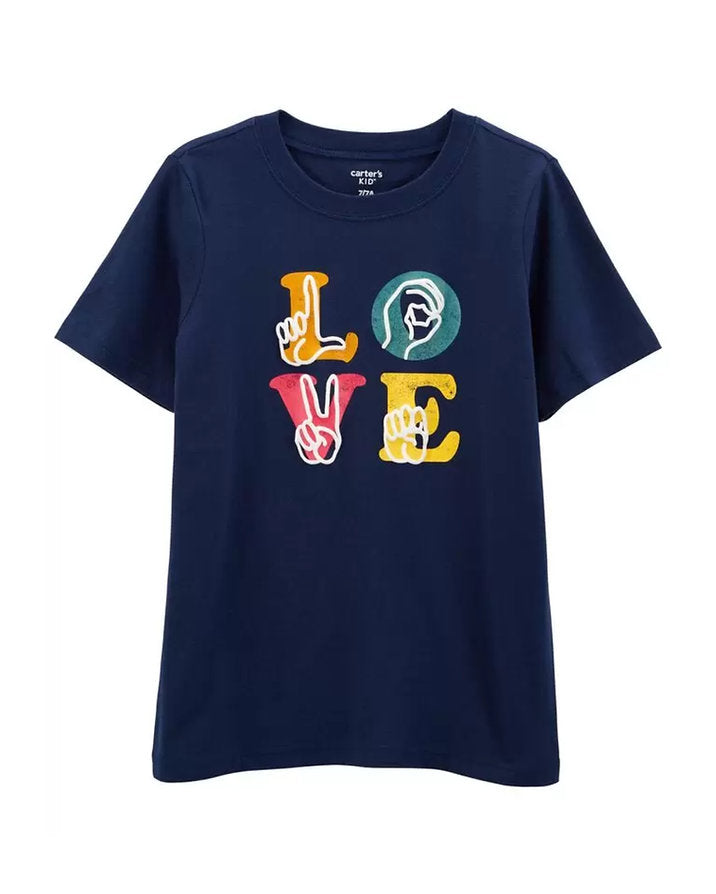 Carters camiseta azul manga corta love - Talla 4T