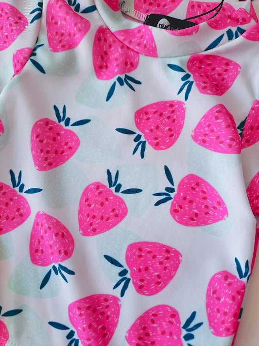 TRK traje de baño 2 piezas manga larga fresas - Talla 6 meses