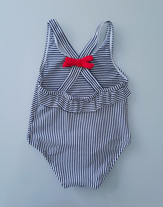 Traje de baño niña azul rayas - Talla 4/5