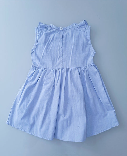 Infanti vestido celeste con calzon y diadema - Talla 3a6m 6a9m