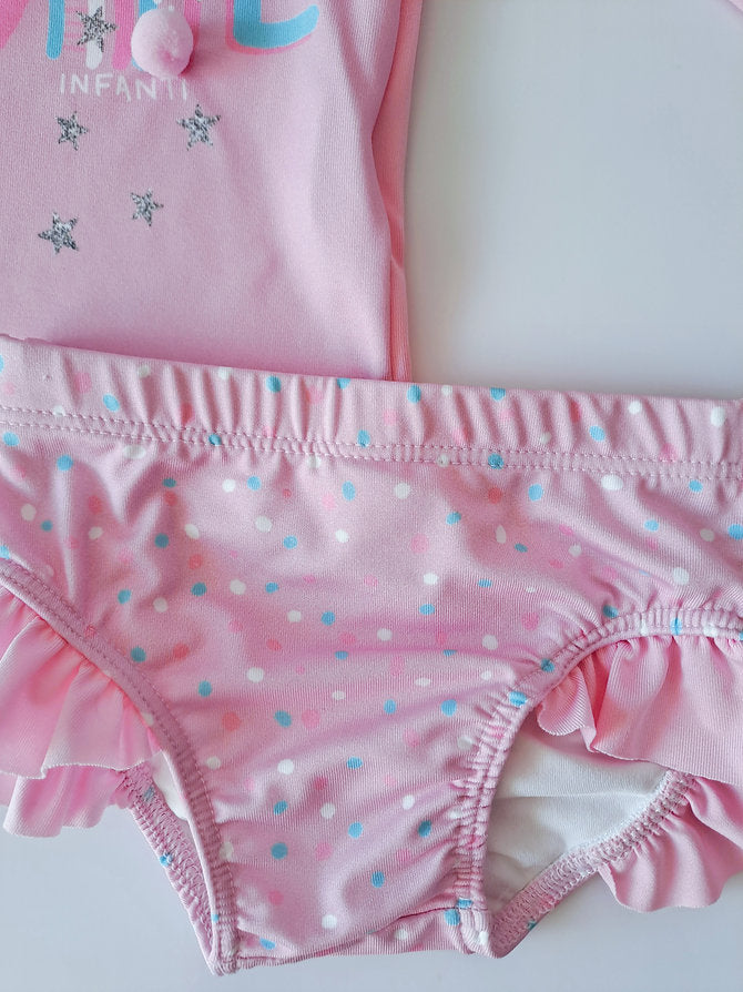 Infanti traje de baño rosa 2 piezas - Talla 6a9m