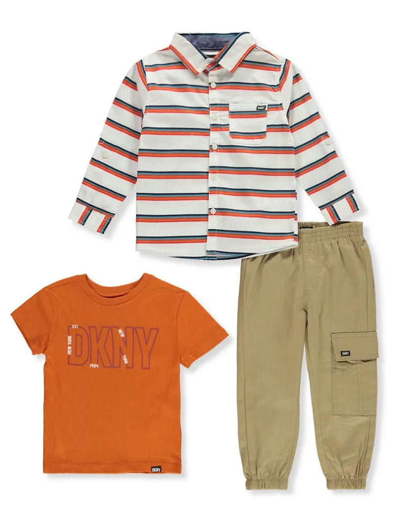DKNY conjunto 3 piezas pantalon, camiseta y camisa - Talla 12 meses