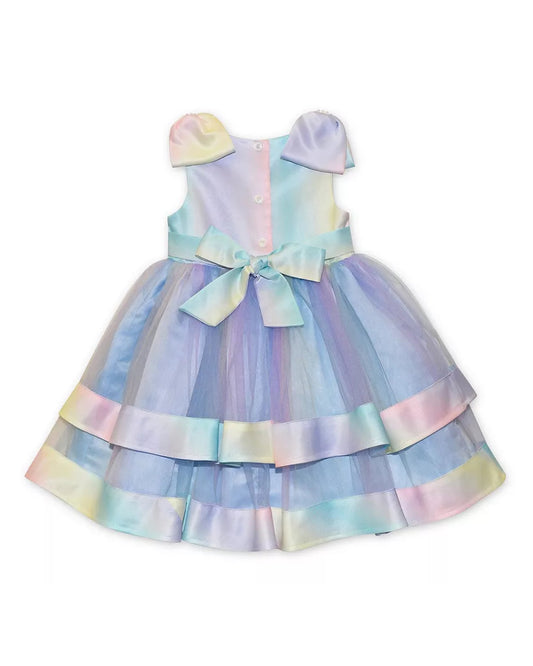 Blueberi Boulevard vestido multicolor doble capa sin mangas - Talla 6a9 meses