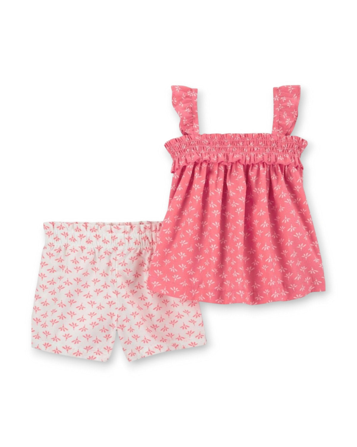 Carter's conjunto 2 piezas short y blusa rosa floreada - Talla 6m