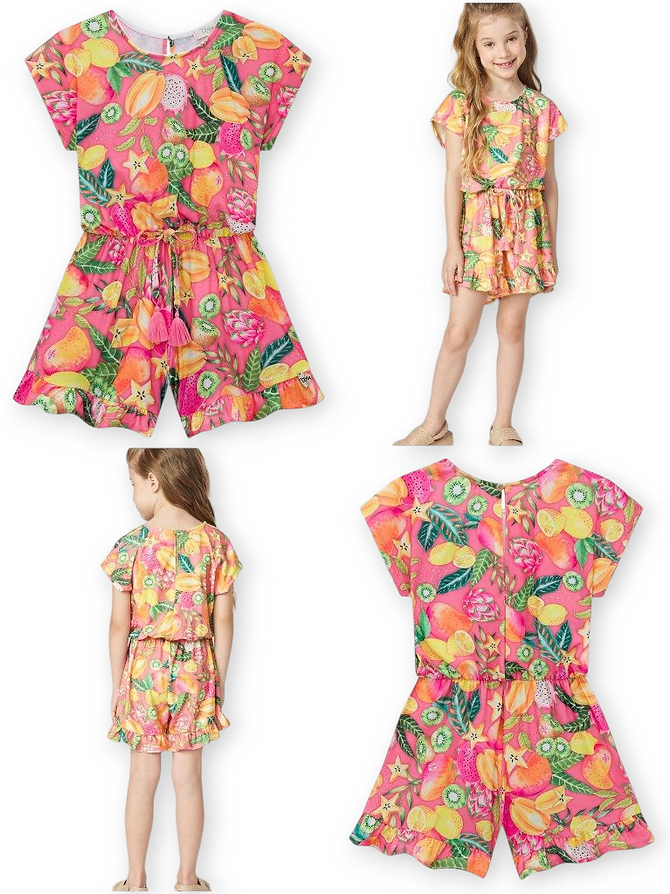 Infanti romper rosa frutal - Talla 4T y 8