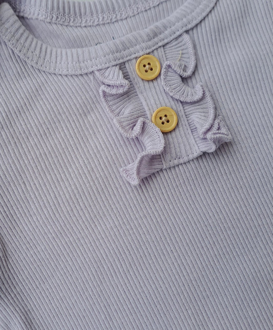 Catherine Malandrino set 3 piezas lila short mameluco y diadema - Talla 12m 18m