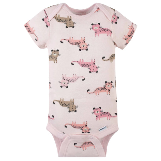 Gerber set 4 mamelucos manga corta leopardo rosa - Talla 12m 18m 24m