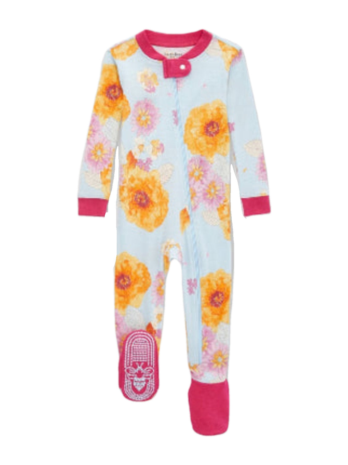 Burt's Bees Baby pijama flores pie cerrado zipper - Talla 3a6 meses