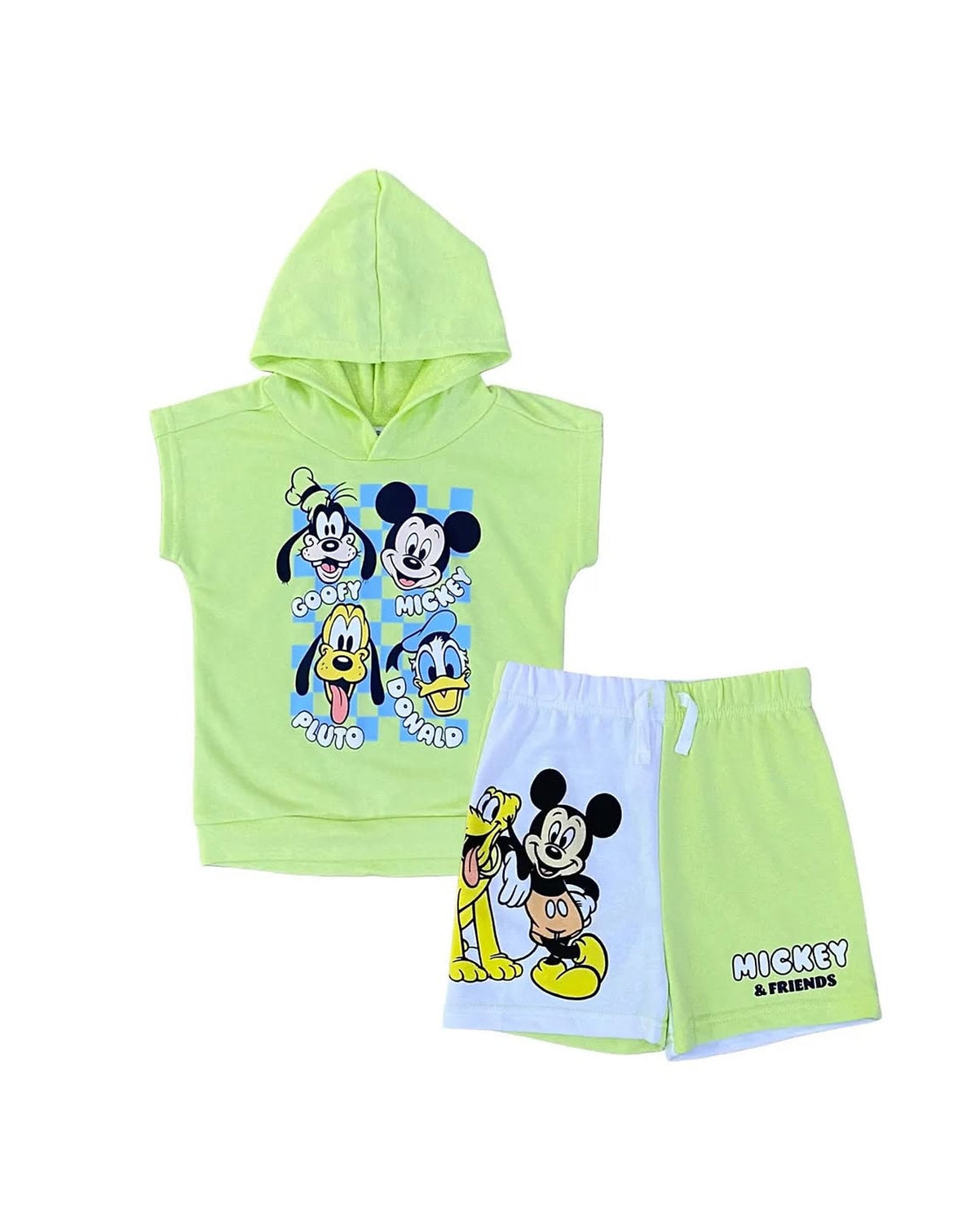 Disney Baby conjunto 2 piezas short y hoodie con capucha verde Mickey - Talla 3T