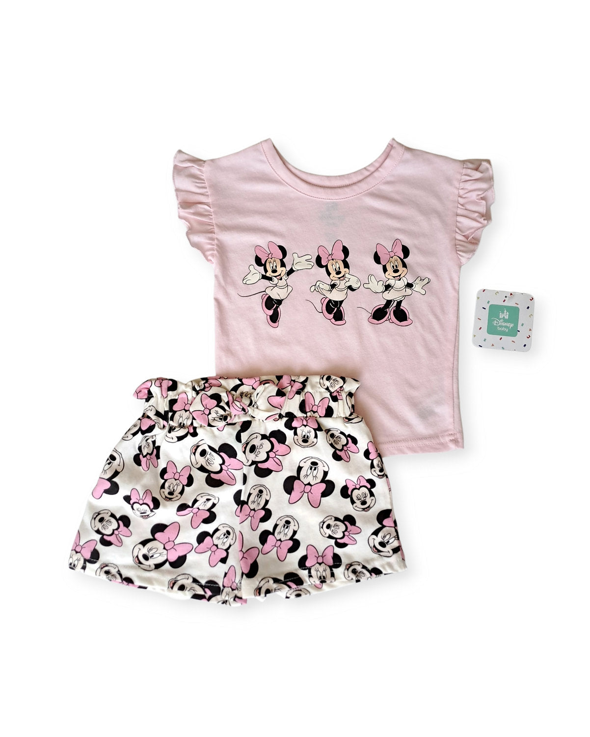 Disney Baby set 2 piezas short y blusa rosa Minnie - Talla 24 meses