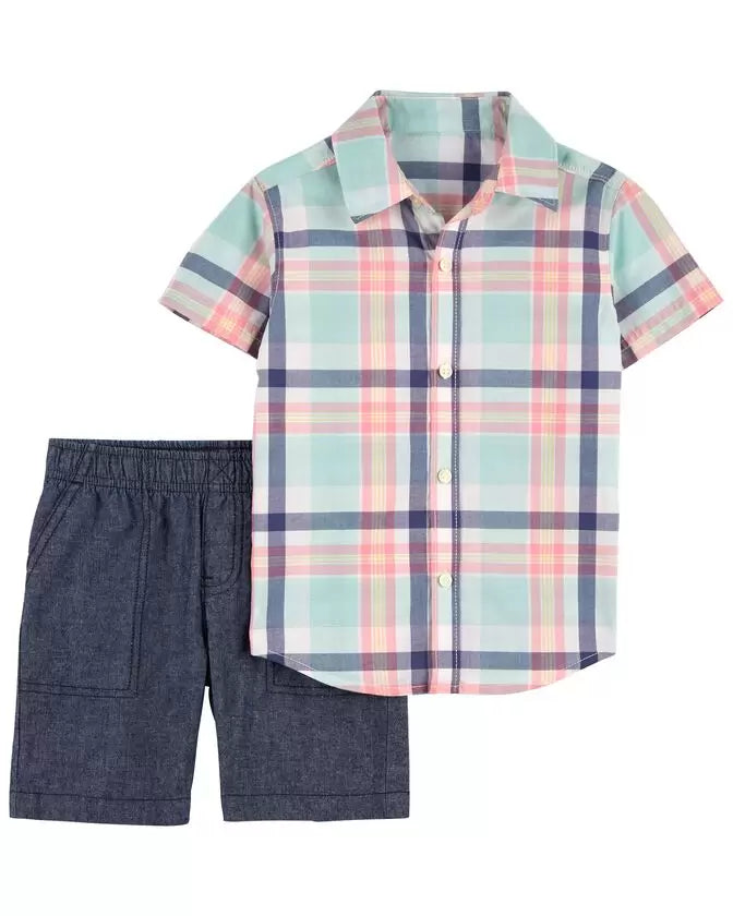 Carters conjunto 2 piezas bermuda y camisa manga corta - Talla 12m