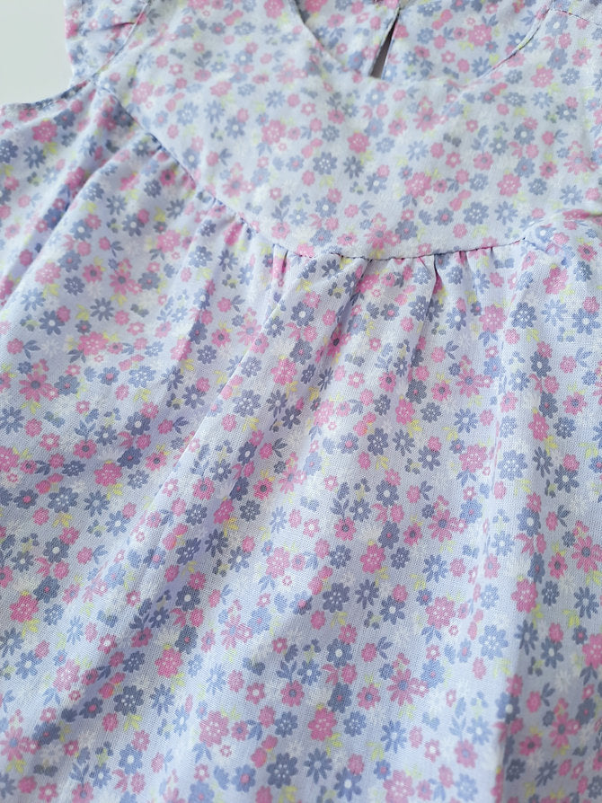 Infanti vestido/bodysuit lila flores - Talla 3a6m