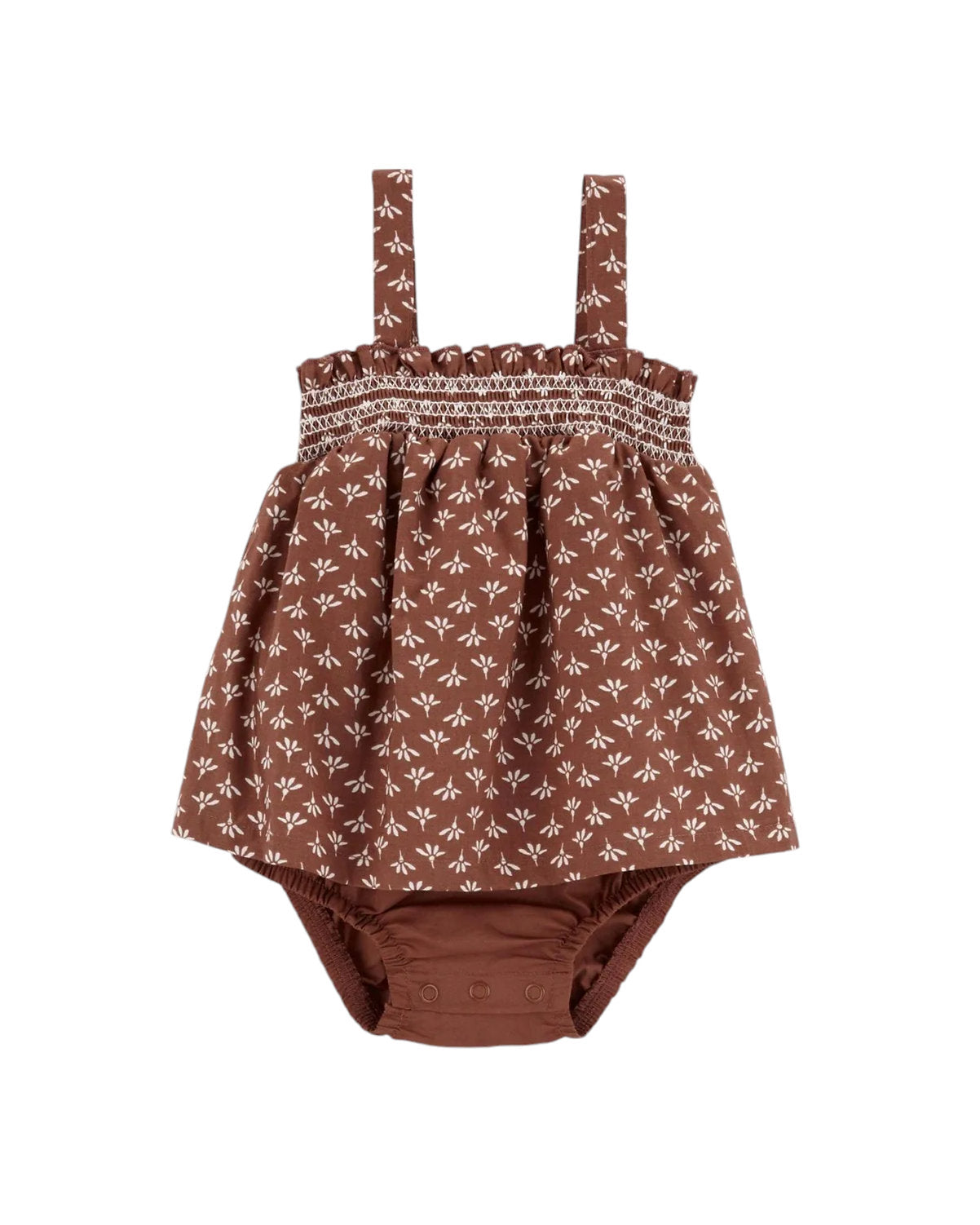 Carter's vestido/mameluco café flores - Talla 6m 18m