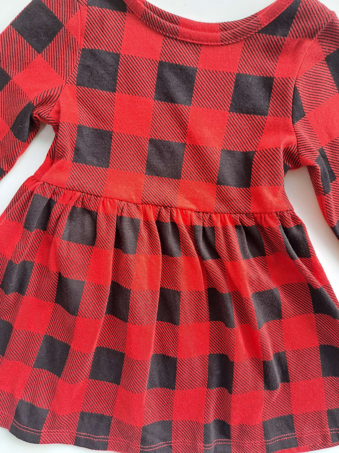 Cat & Jack vestido rojo negro manga larga con calzón - Talla 18 meses