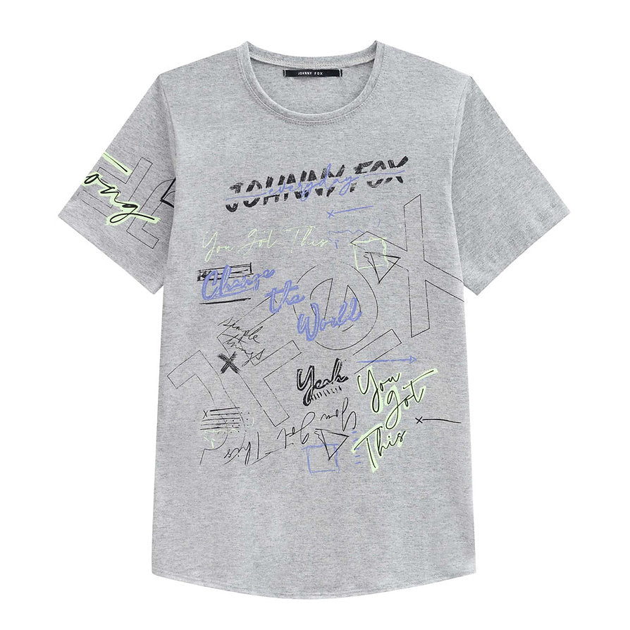 Jhonnie Fox camiseta gris change the world - Talla 8 y 10