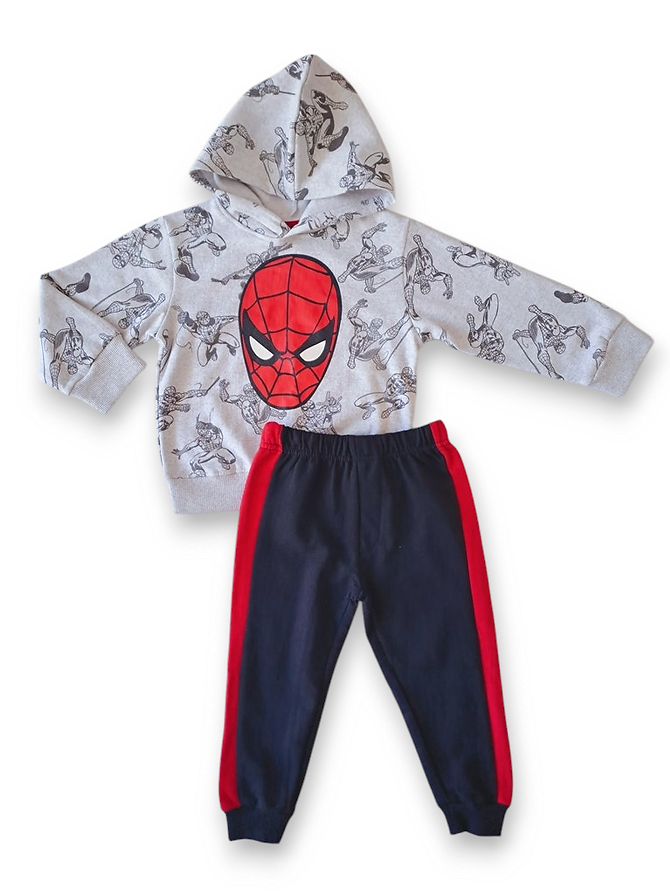 Spiderman conjunto jogger negro y sueter manga larga gris - Talla 3T