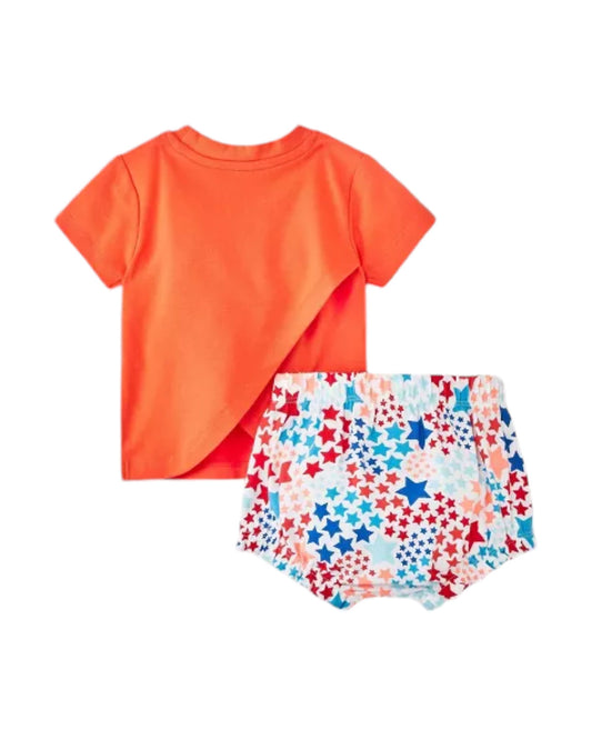 Cat & Jack conjunto short estrellas camiseta naranja - Talla 3a6m 18m