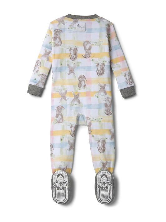 Burt's Bees Baby pijama conejito zipper pie cerrado - Talla 3a6m 6a9m