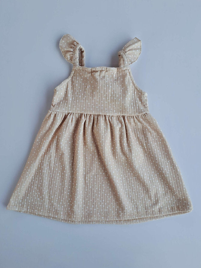 Infanti vestido beige puntos con calzon - Talla 6a9m 9a12m