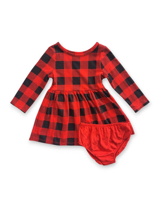 Cat & Jack vestido rojo negro manga larga con calzón - Talla 18 meses