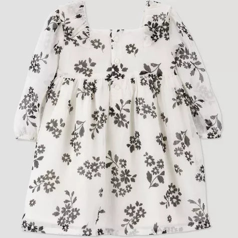 Carter's vestido blanco flores negras con calzón - Talla 9 meses