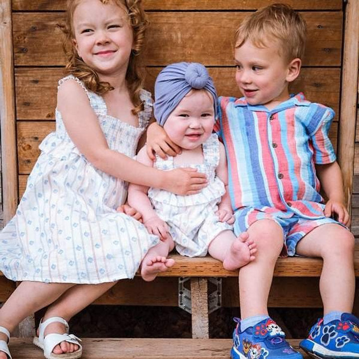 Cat & Jack vestido blanco rayas - Talla 3T