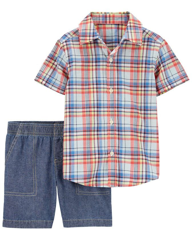 Carters conjunto 2 piezas bermuda y camisa manga corta - Talla 18m