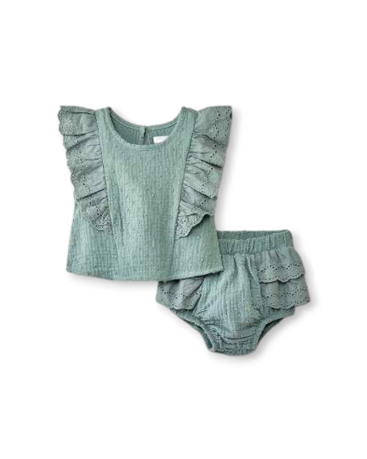 Grayson Mini conjunto 2 piezas calzón y blusa verde - Talla 12m 18m