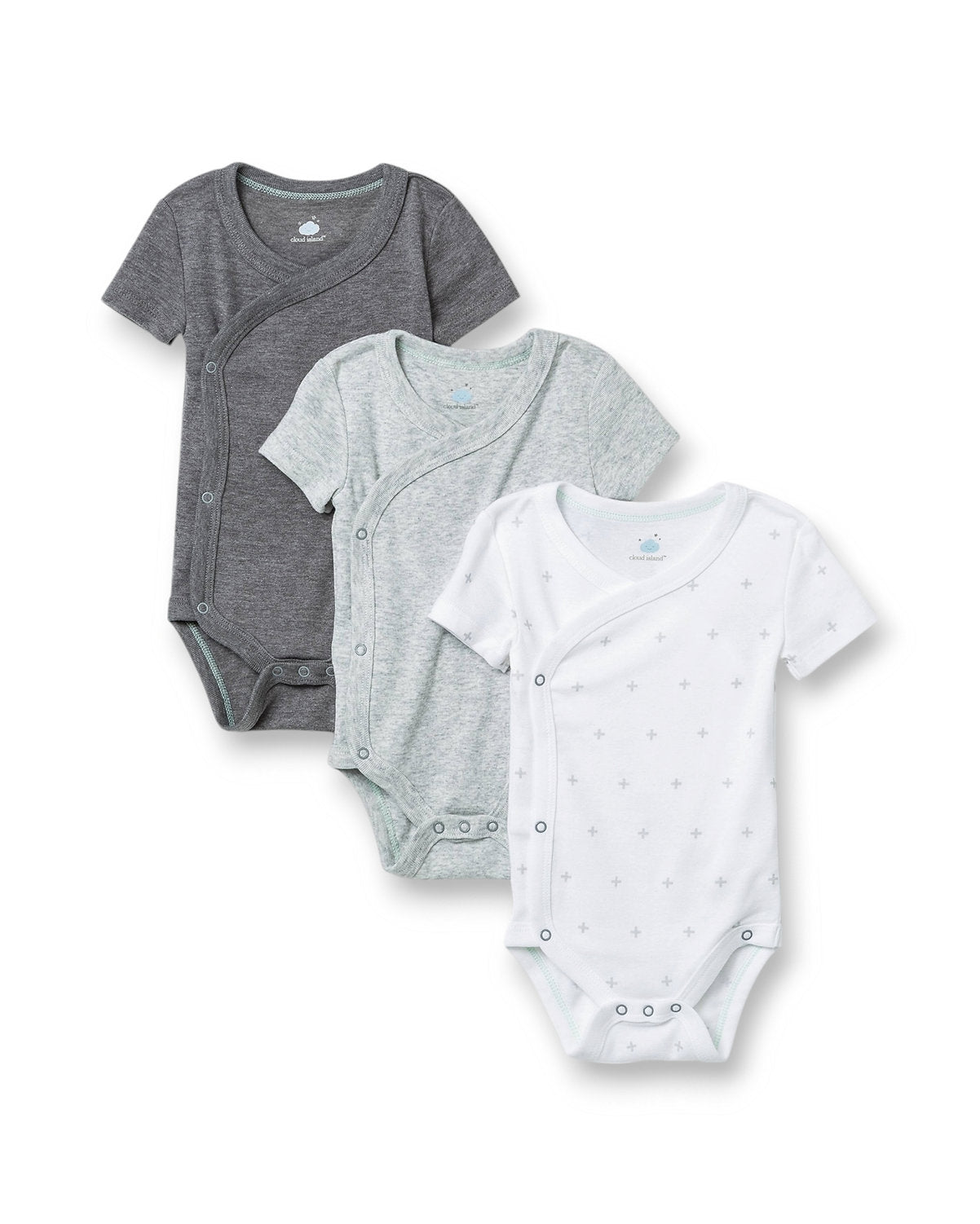 Cloud Island set 3 mamelucos manga corta botones - Talla 12 meses