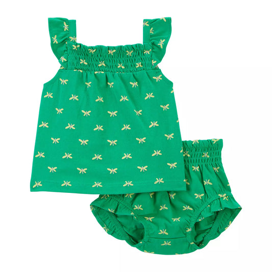 Carter's Set 3 piezas calzón y blusa verde y blusa lima - Talla 18m