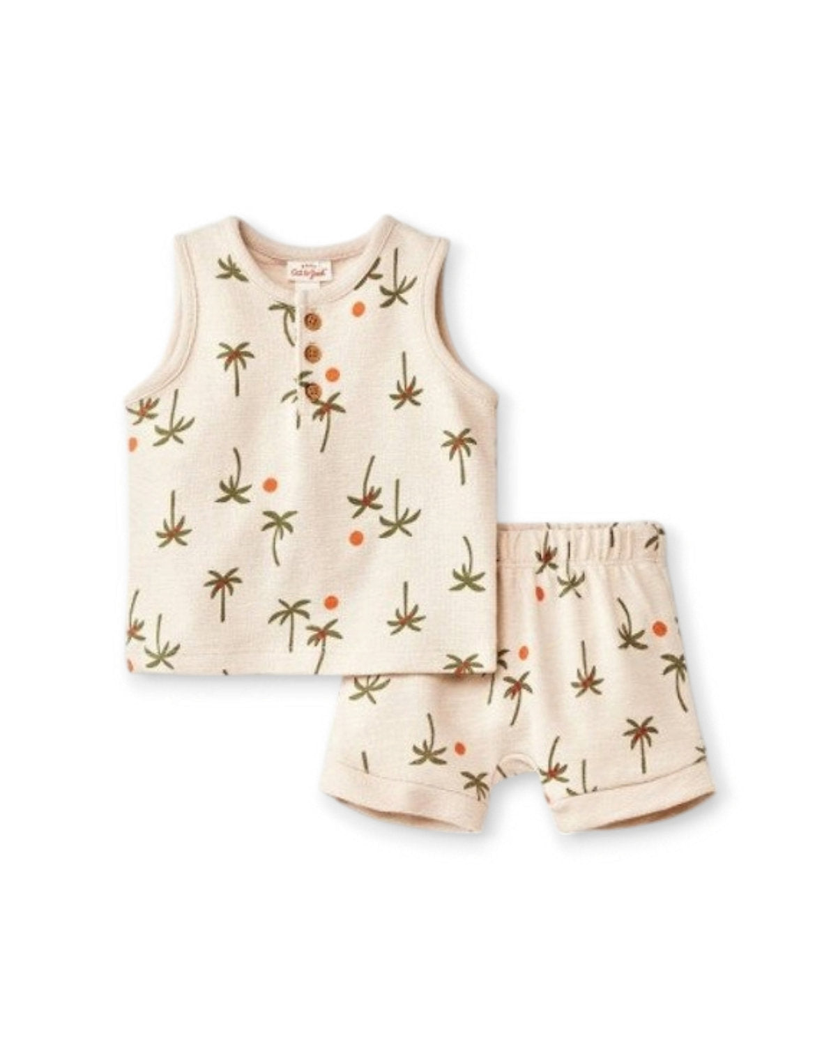 Cat & Jack conjunto 2 piezas short y camiseta palmeras - Talla Recién nacido