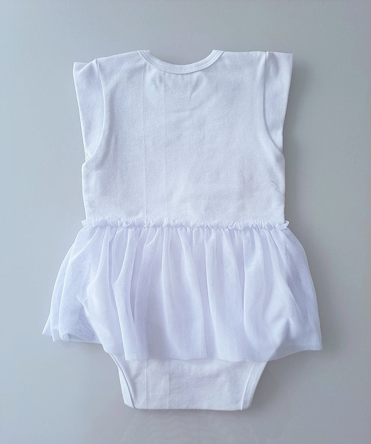 Infanti mameluco blanco manga corta corazon - Talla 6a9m