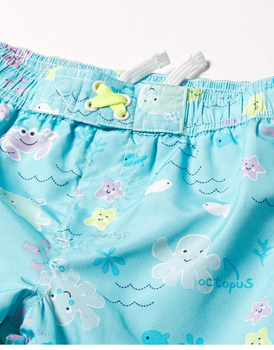 Wippette traje de baño short celeste peces - Talla 2T