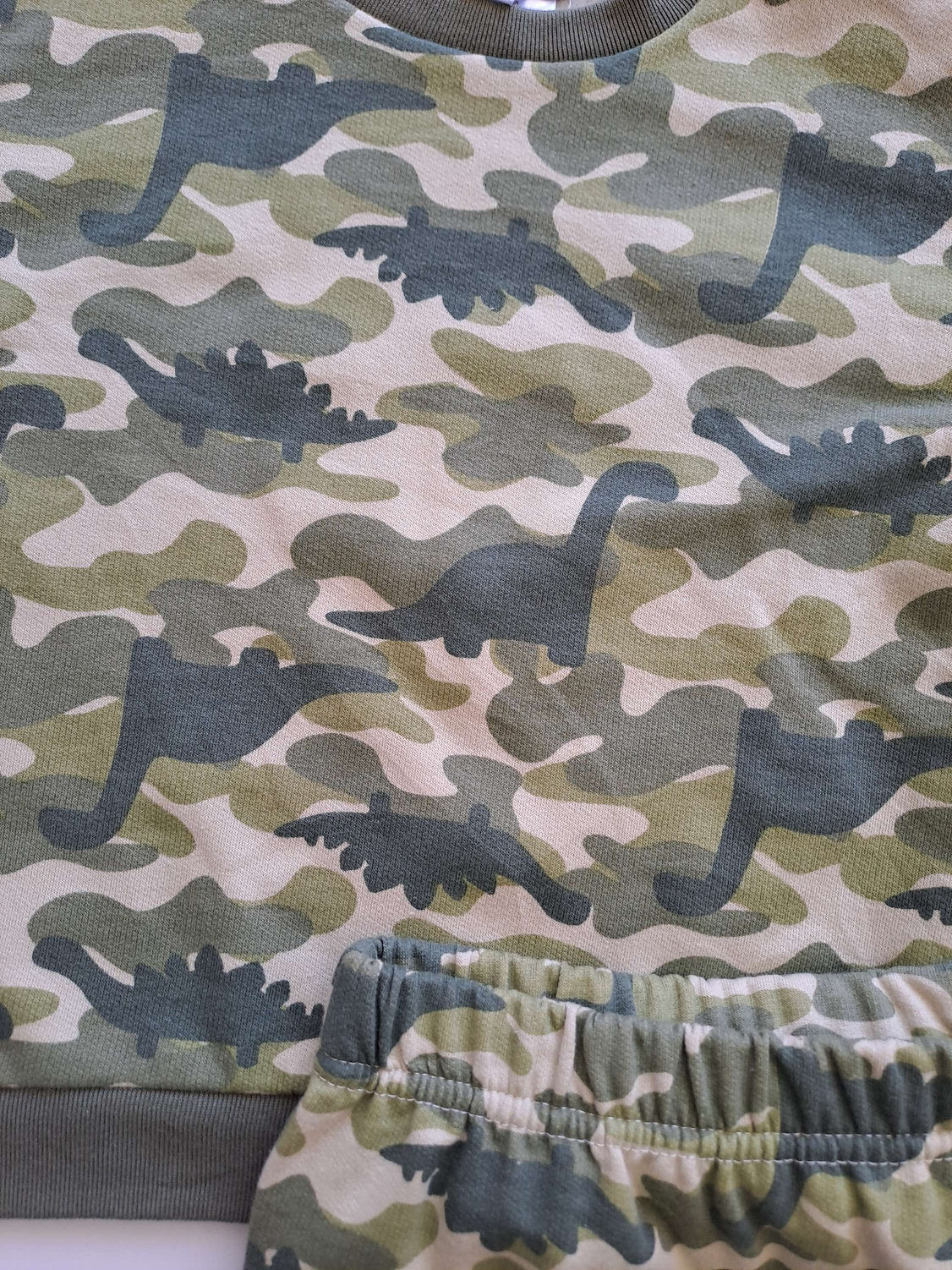 Quiltex conjunto jogger y abrigo camuflaje dinosaurio - Talla 24 meses