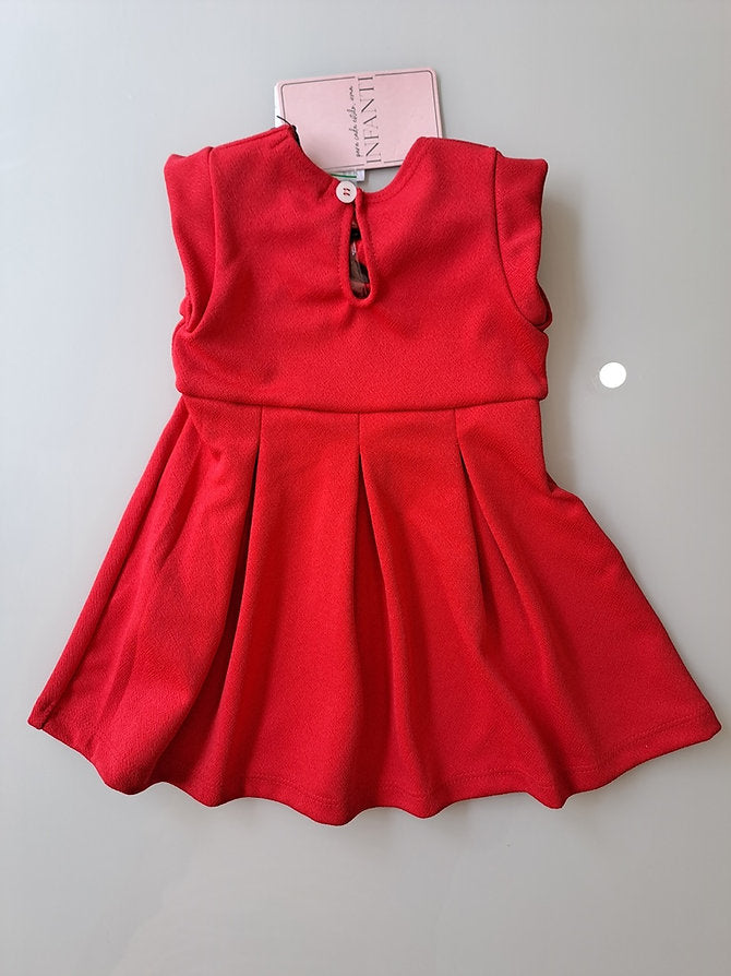 Infanti vestido rojo plisado con calzón - Talla 6-9 meses