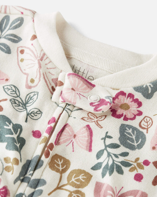 Carter's pijama pie cerrado doble zipper floreada algodón orgánico - Talla 6m